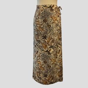 UNO LEOPARD PRINT MAXI WRAP AROUND SKIRT/ O/S